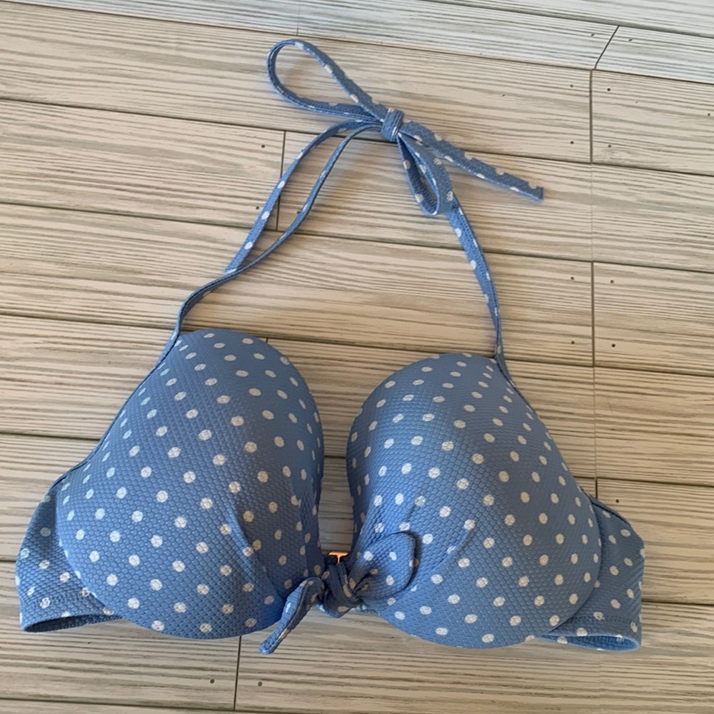 Shade & Shore bathing suit top polka dot tie around neck